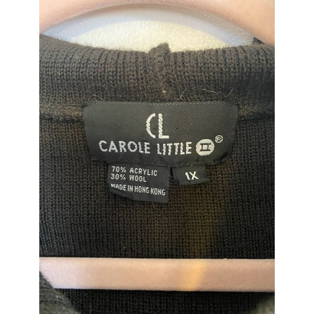 Vintage Carole Little Green Women's Hooded Long Sleeve Ribbed Sweater Size 1X - Picture 2 of 5